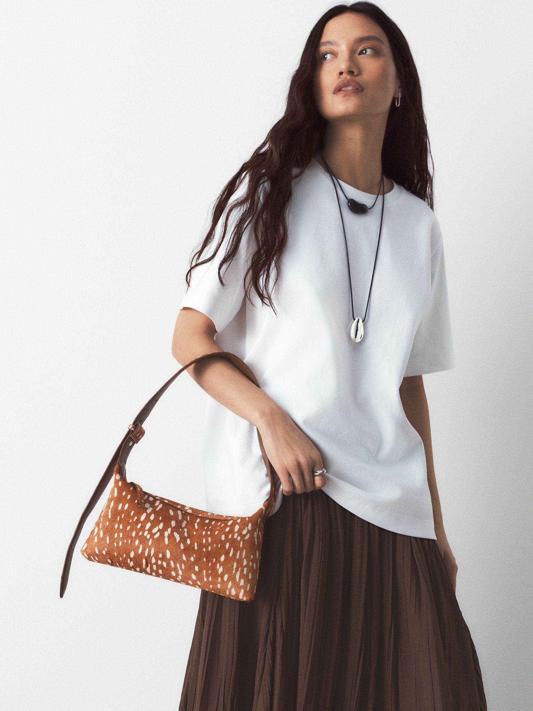 Genuine leather animal print mini shoulder bag - British product