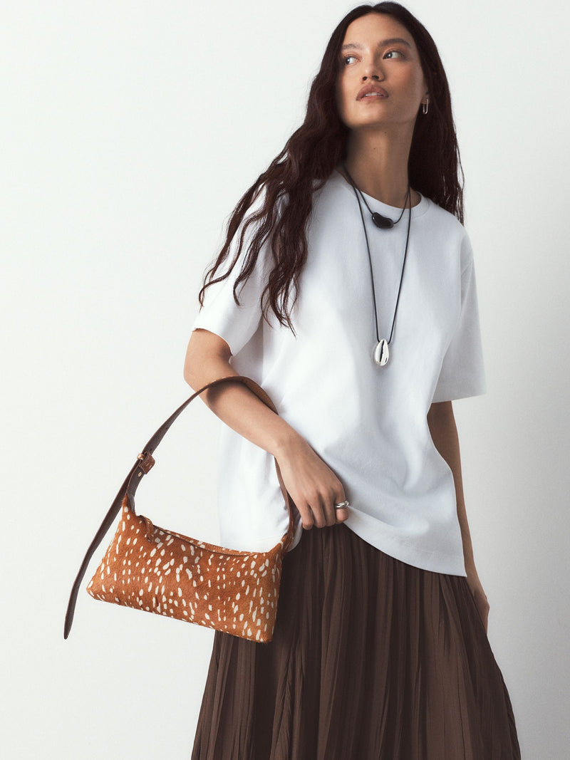 Genuine leather animal print mini shoulder bag - British product