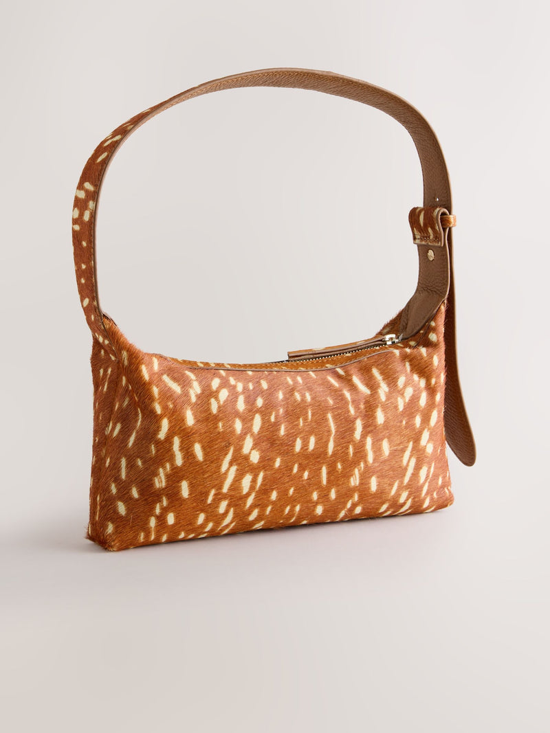 Genuine leather animal print mini shoulder bag - British product