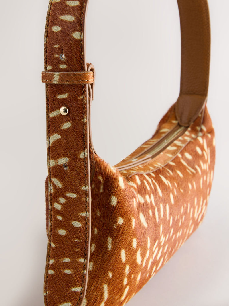 Genuine leather animal print mini shoulder bag - British product