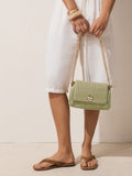 Green raffia effect shoulder bag, imported from the UK