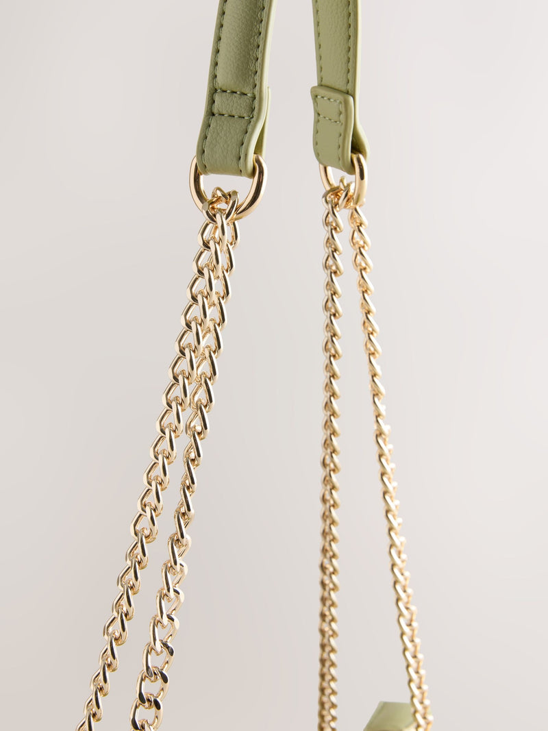 Green raffia effect shoulder bag, imported from the UK