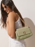 Green raffia effect shoulder bag, imported from the UK