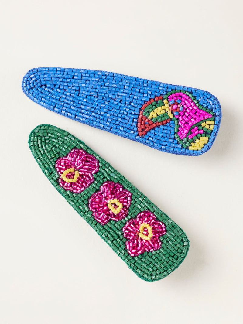 FatFace tropical beaded hair slides 2 pack - British product