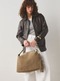 Stone Suede Tassel Shoulder Bag leather and cotton lining - British product
