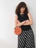 Orange slice beaded bag made from recycled polyester - British product