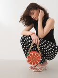 Orange slice beaded bag made from recycled polyester - British product