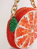Orange slice beaded bag made from recycled polyester - British product