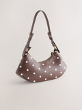 Chocolate brown polka dot scoop shoulder bag from a British brand