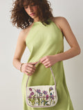 White beaded floral shoulder bag recycled polyester, UK version