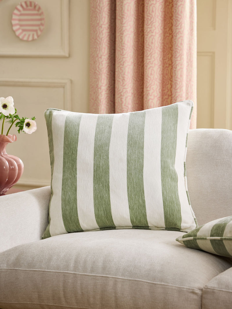Chenille Stripe Cushion Sage Green 50 x 50cm