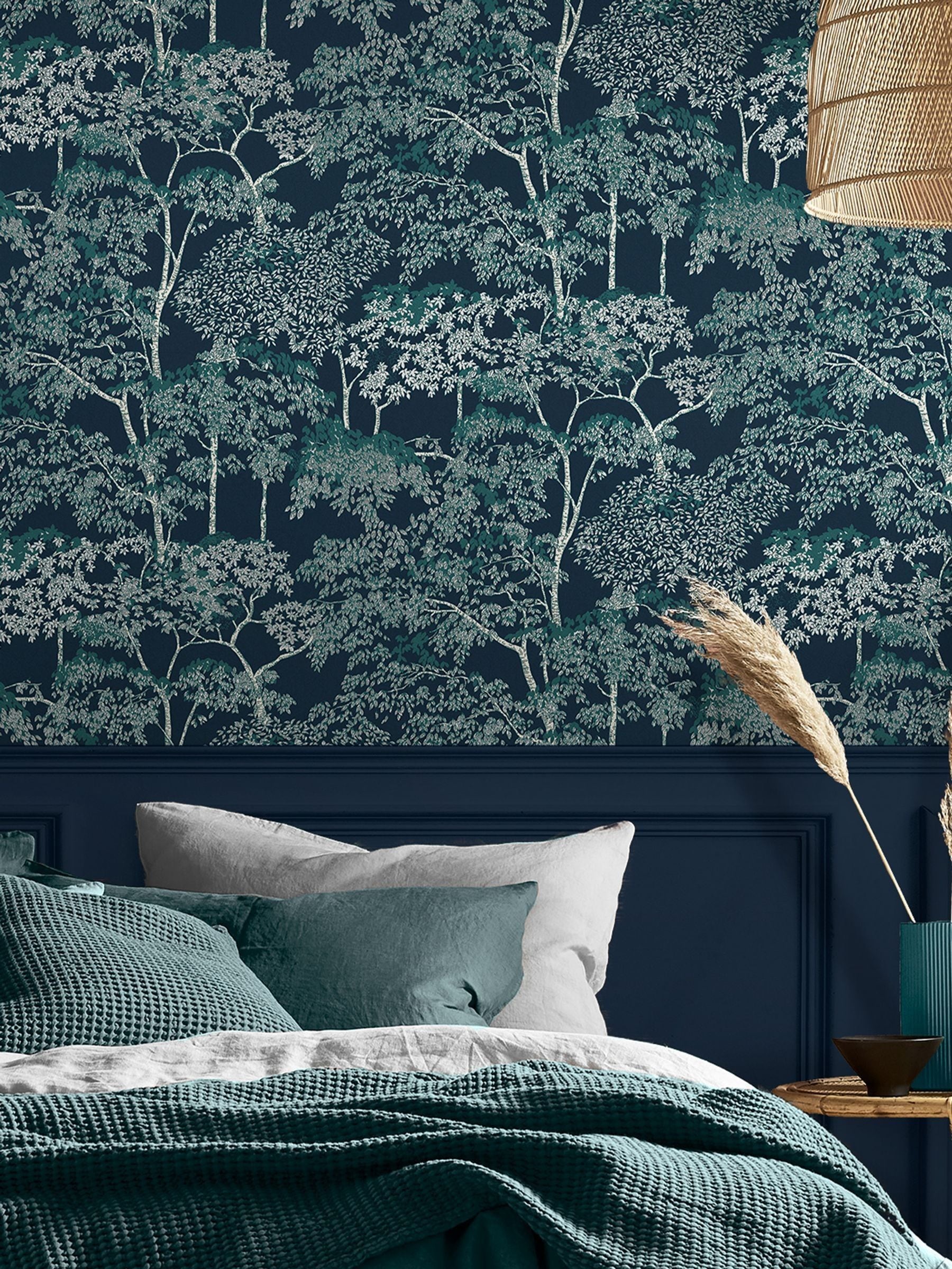 Graham & Brown Navy Idyll Tree A4 Wallpaper Sample