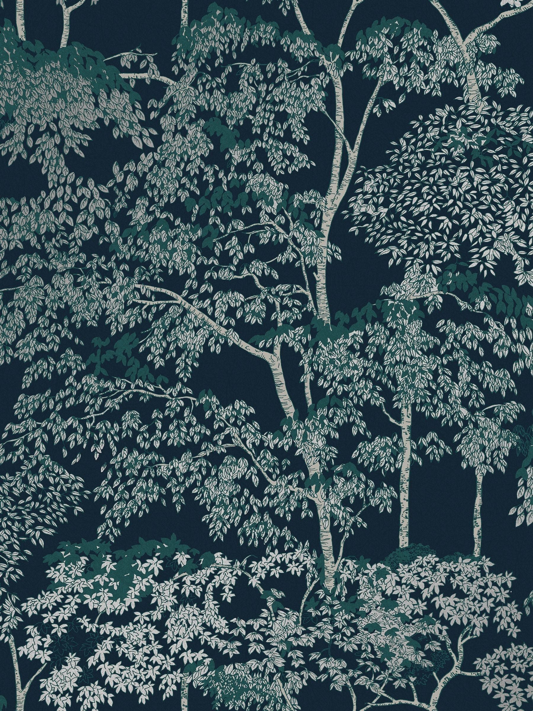 Graham & Brown Navy Idyll Tree A4 Wallpaper Sample