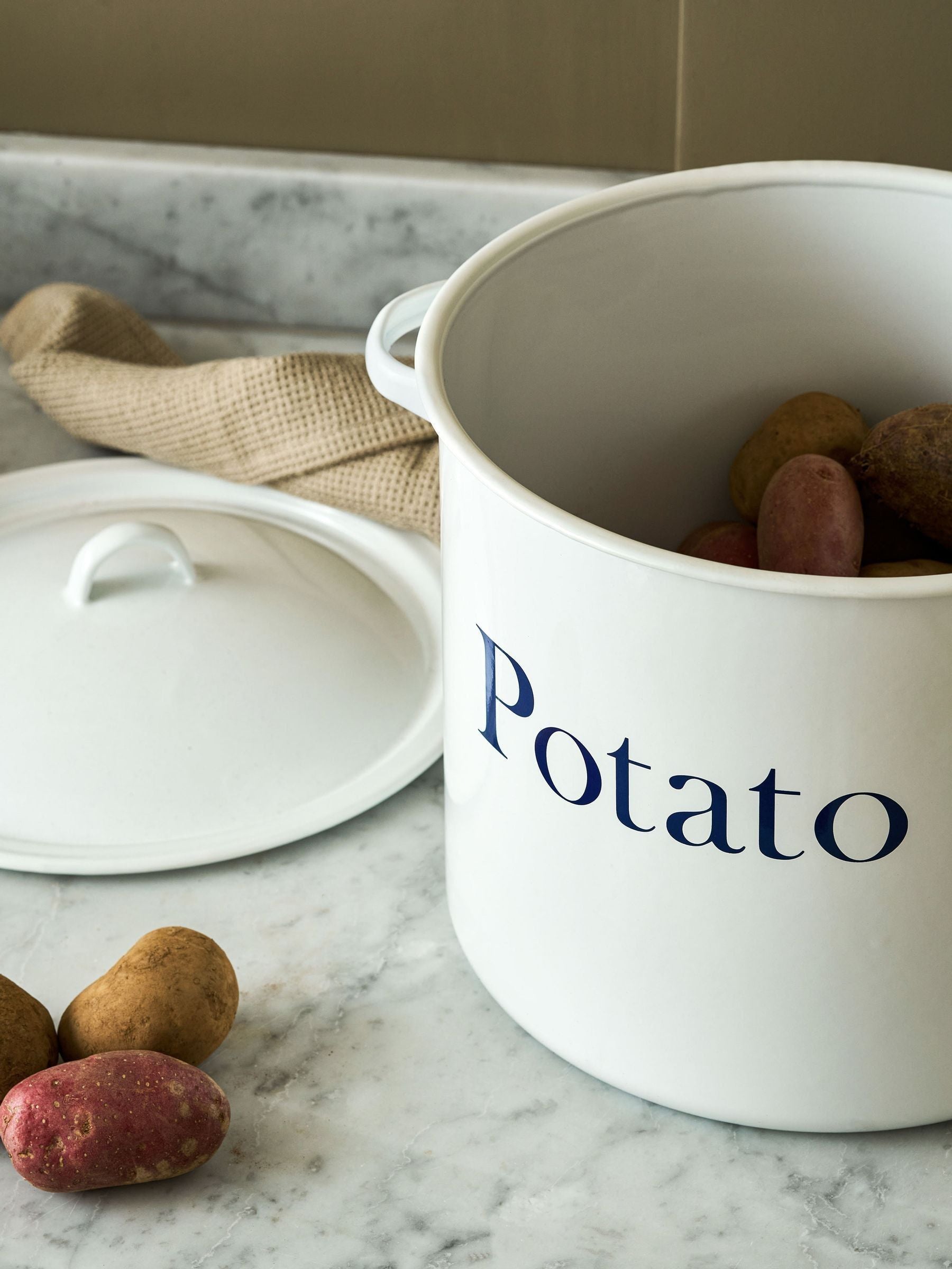 Garden Trading white enamel potato store, UK version