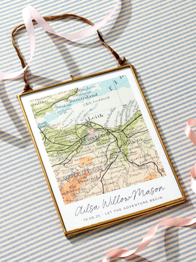 Next Posh Totty Designs Personalised New Baby Vintage Map Stitch Heart Print Wall Art 10cm x 15cm- Buy online at McGrocer