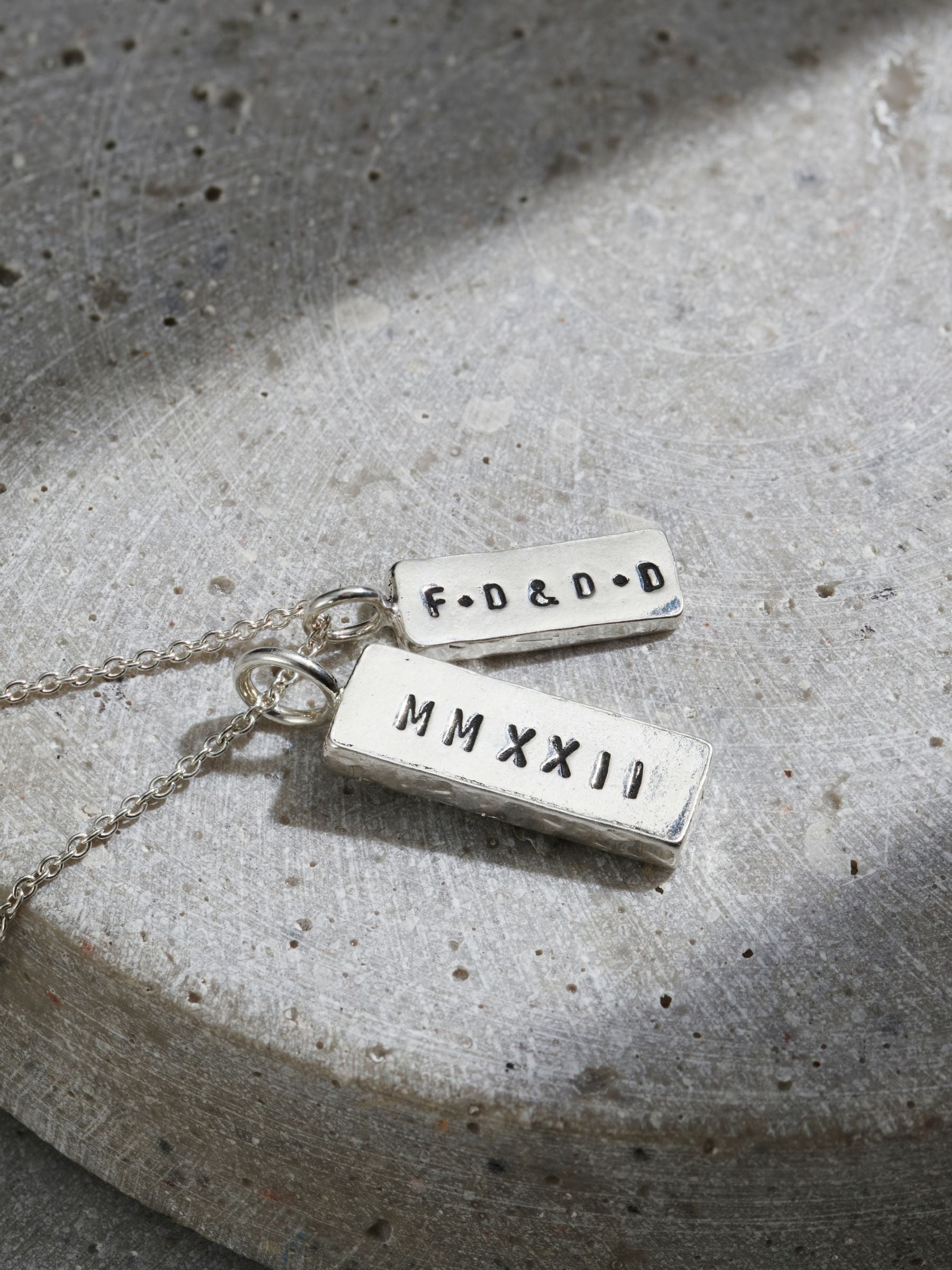 Posh Totty Designs personalised double tag sterling silver necklace 20 inch - British product