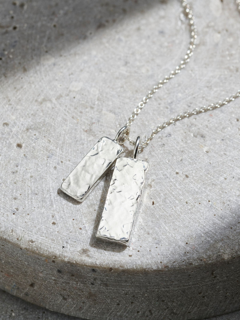 Posh Totty Designs personalised double tag sterling silver necklace 20 inch - British product