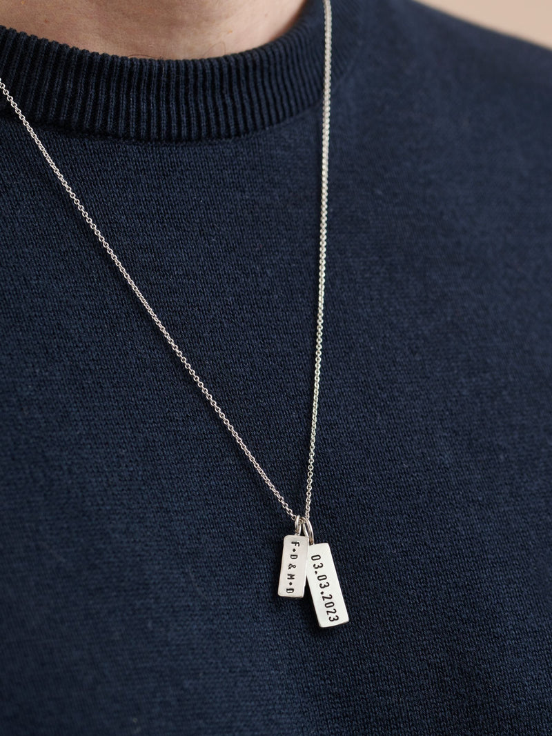Posh Totty Designs personalised double tag sterling silver necklace 20 inch - British product