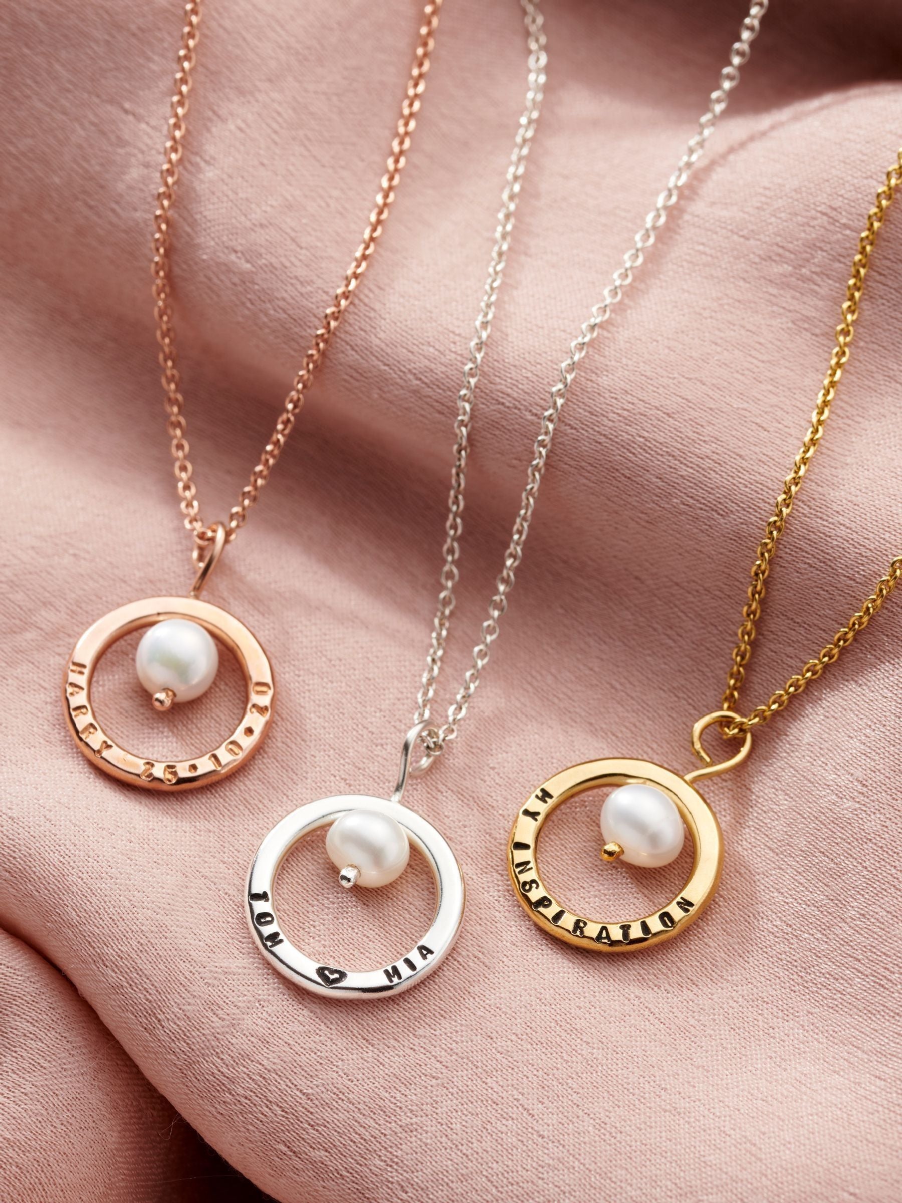 Posh Totty Designs personalised pearl necklace mini circle - British product