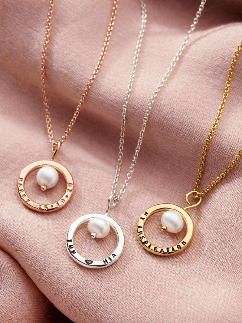 Posh Totty Designs personalised pearl necklace mini circle - British product