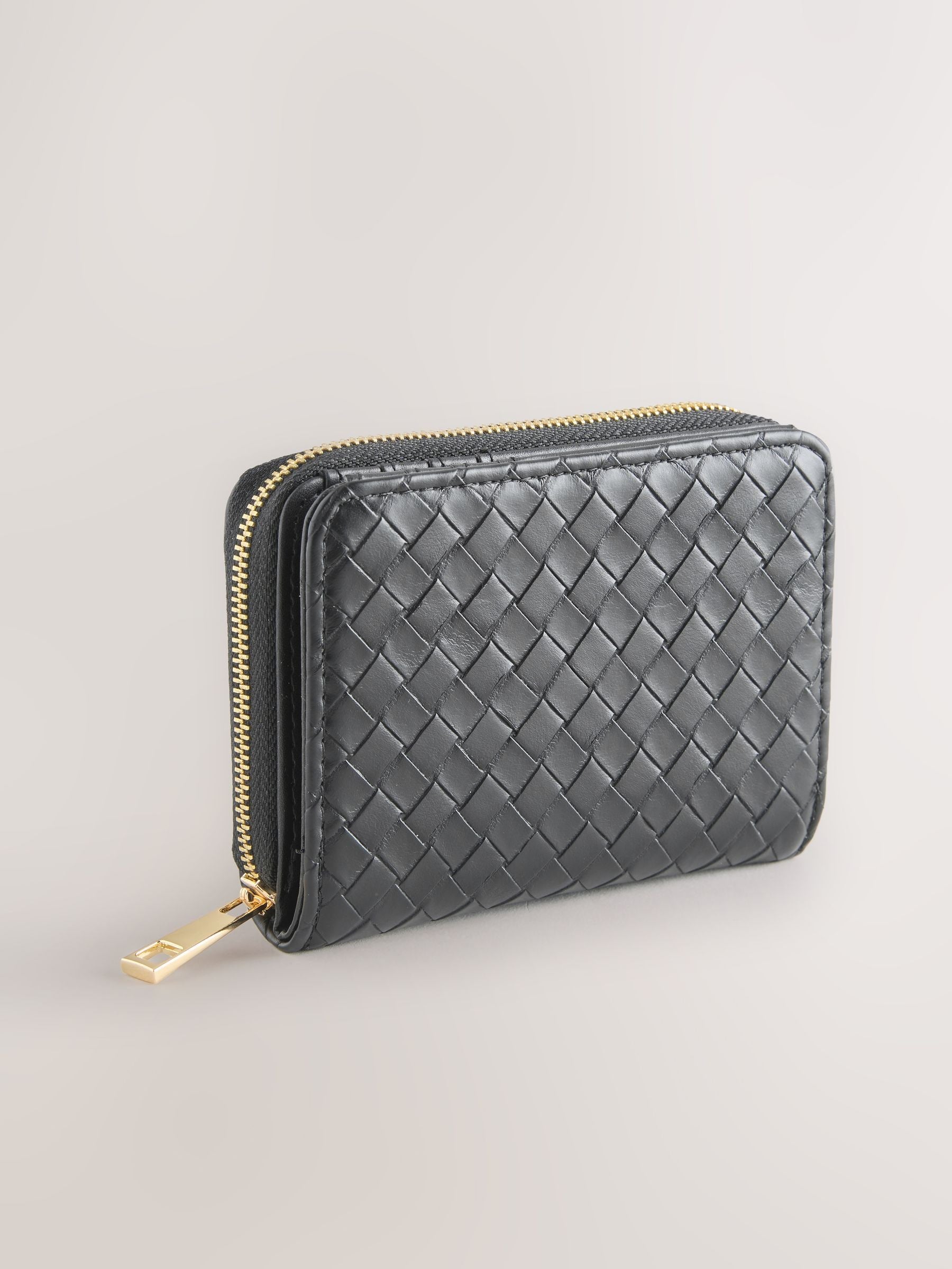Black weave midi purse with card pockets - British product