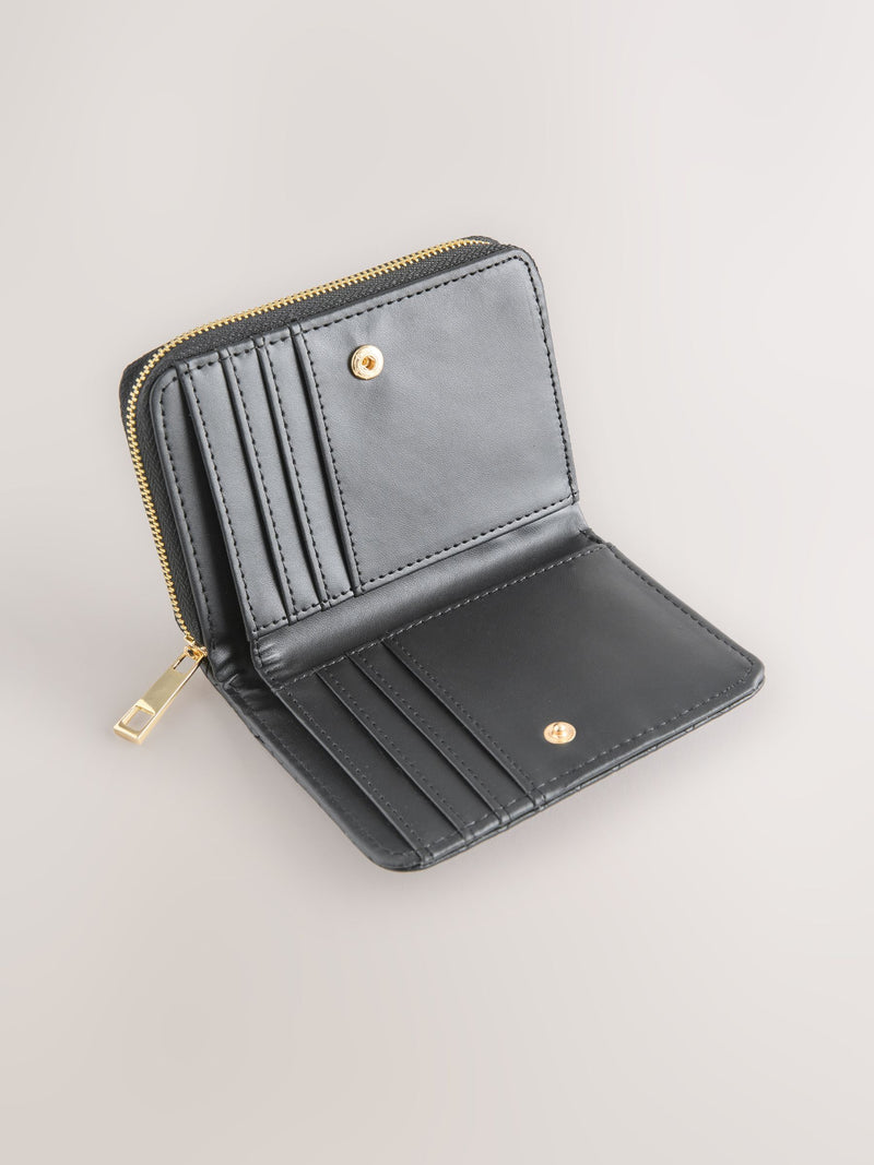 Black weave midi purse with card pockets - British product