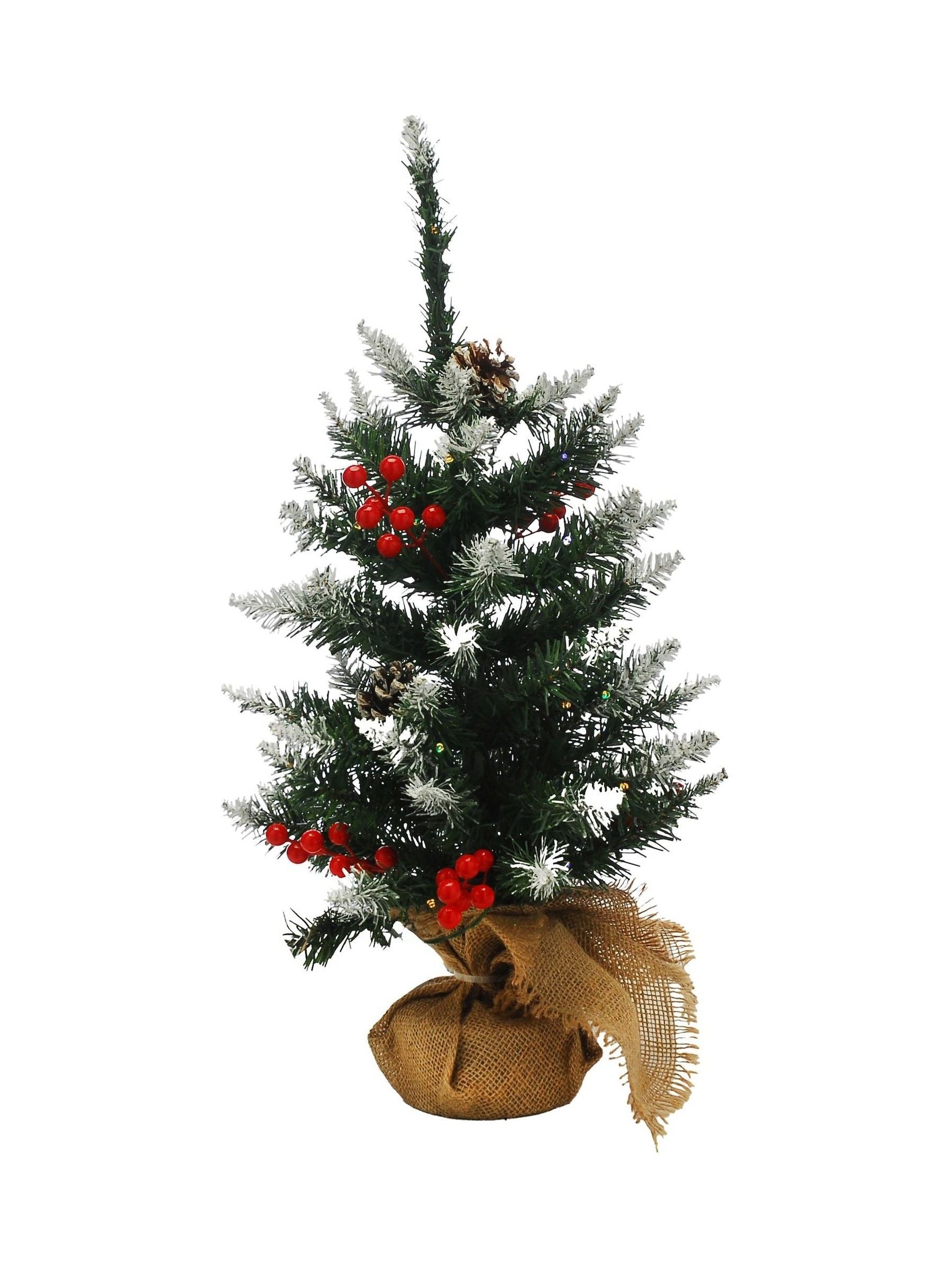 Festive prelit berry and cone table tree 60cm (British brand)