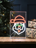 Neon Santa face sign 30cm Christmas decoration, UK version