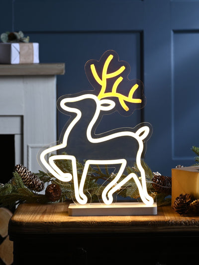 Next Neon Flex Reindeer Christmas Decoration - 27cm x 36cm- Buy online at McGrocer