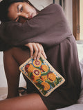 Orange beaded pouch 12x18 cm, UK version