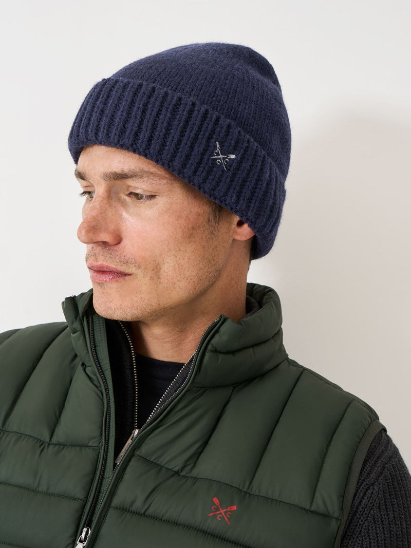 Crew Clothing blue beanie, UK version