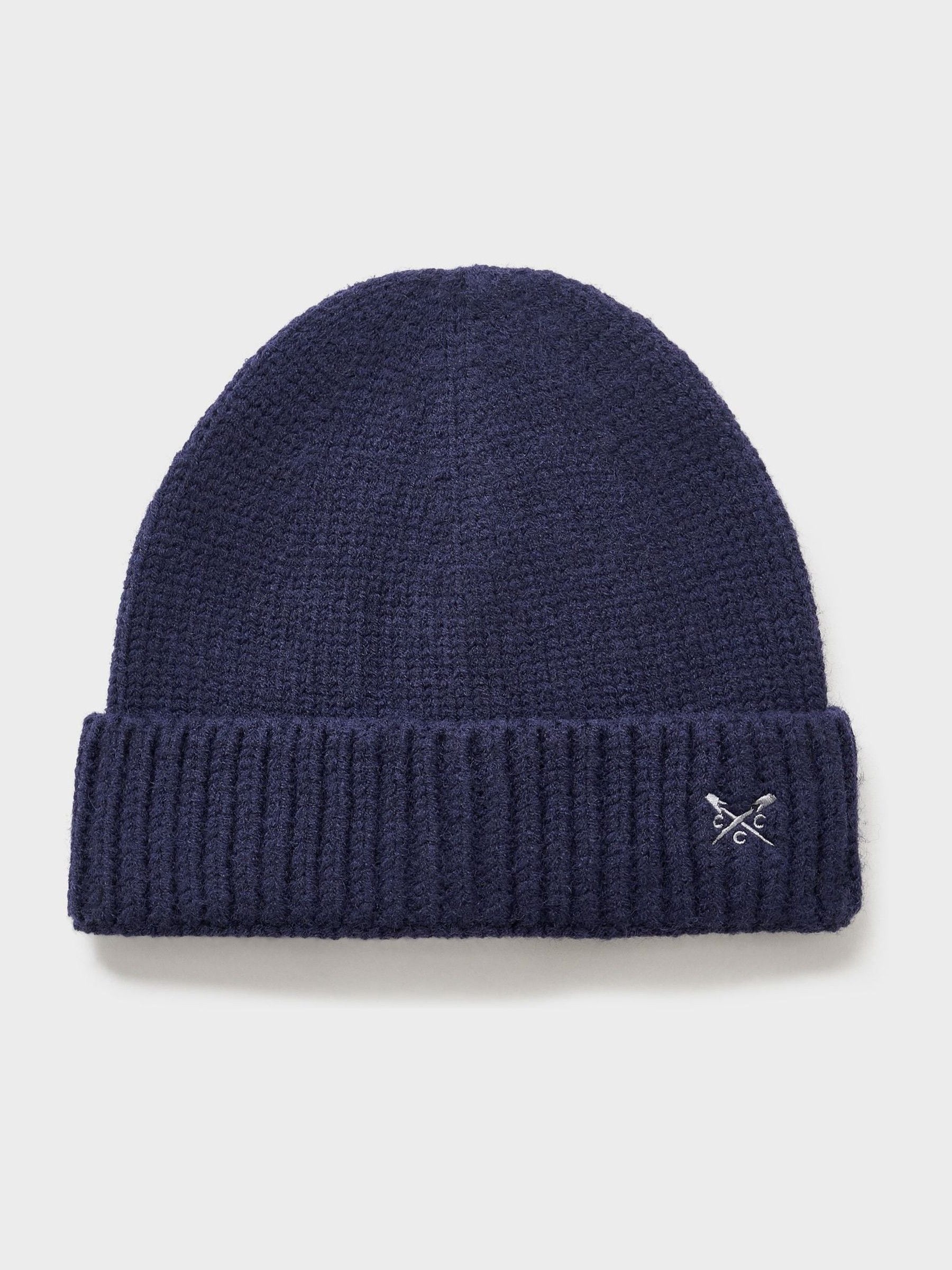 Crew Clothing blue beanie, UK version
