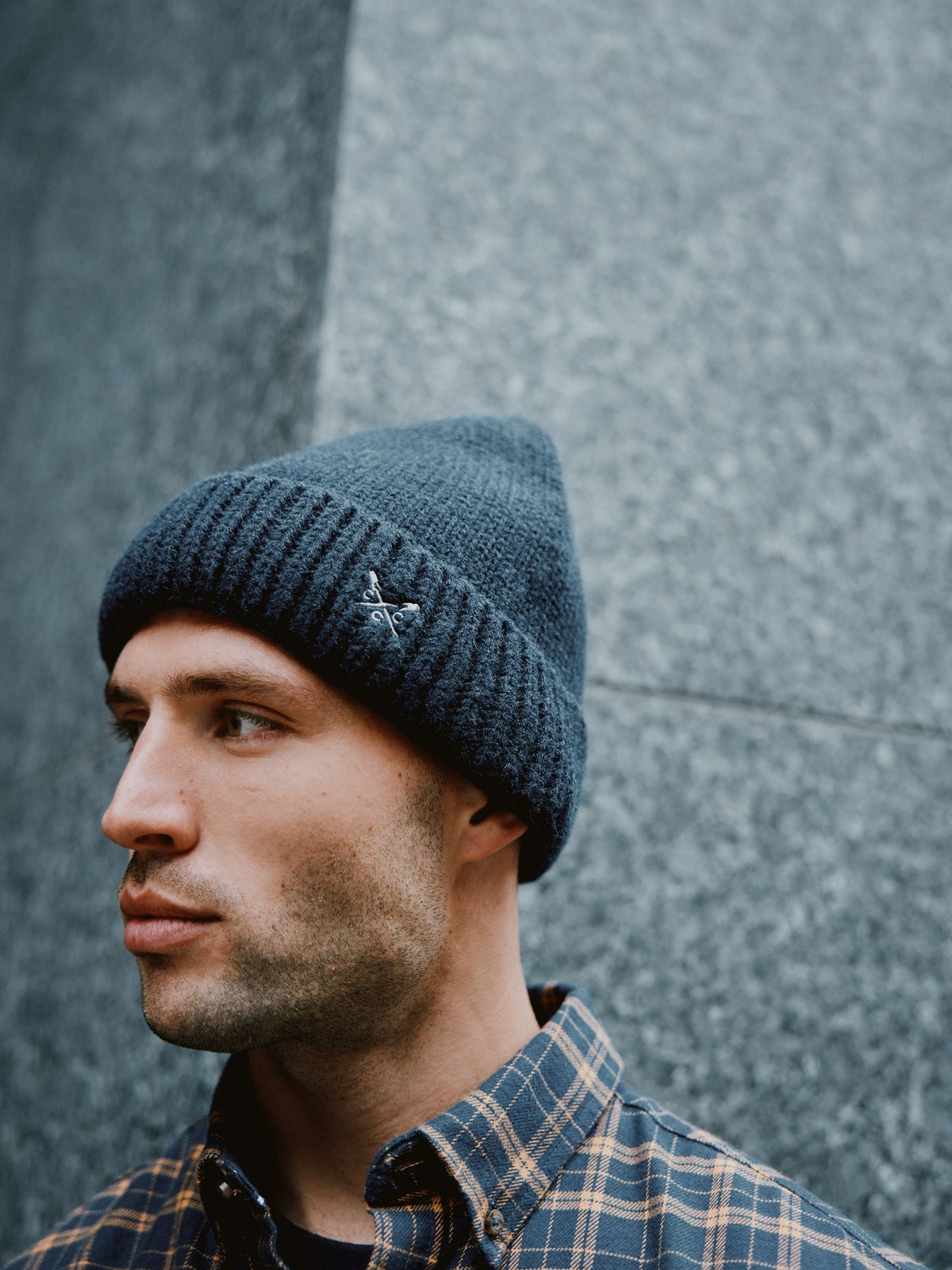 Crew Clothing blue beanie, UK version