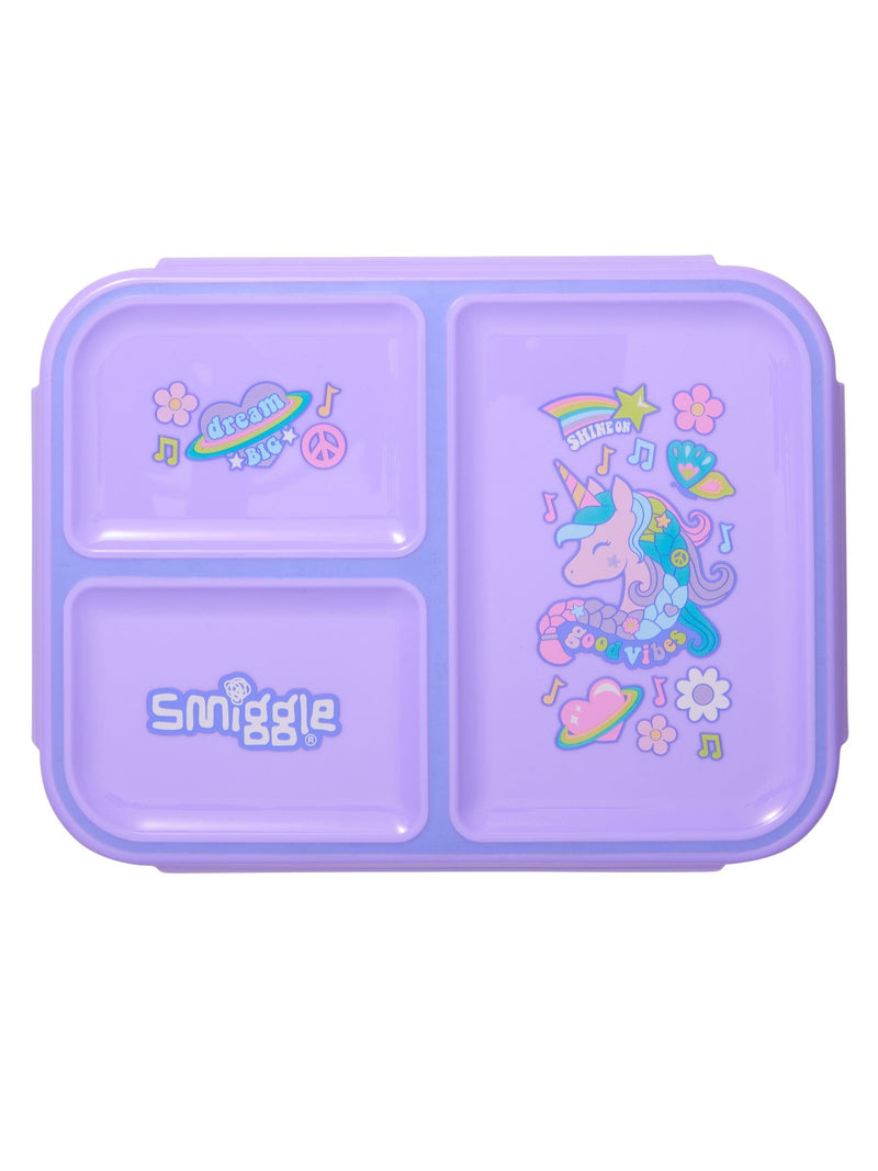 Smiggle Purple All Stars Boost Trio Medium Lunchbox