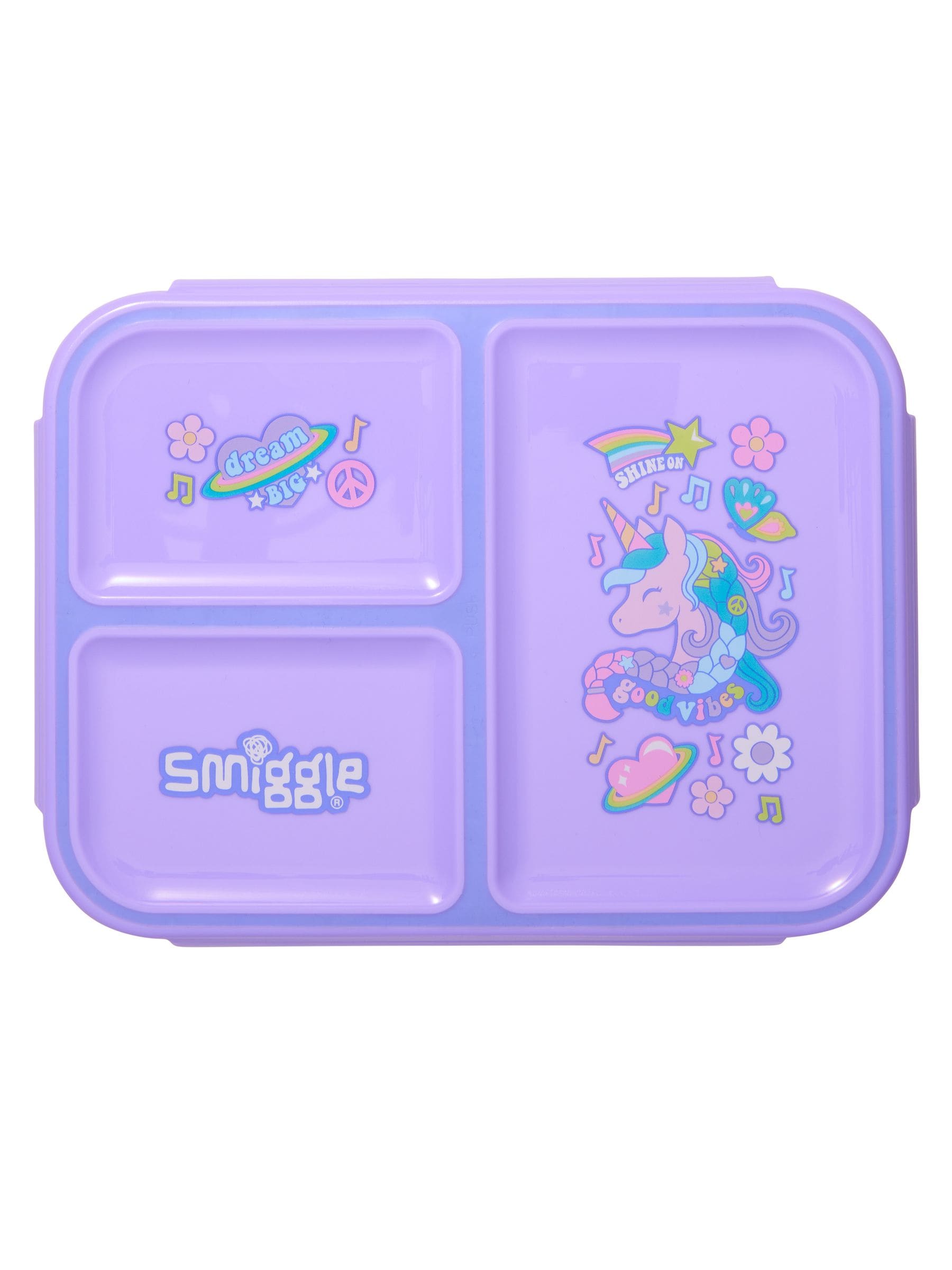 Smiggle Purple All Stars Boost Trio Medium Lunchbox