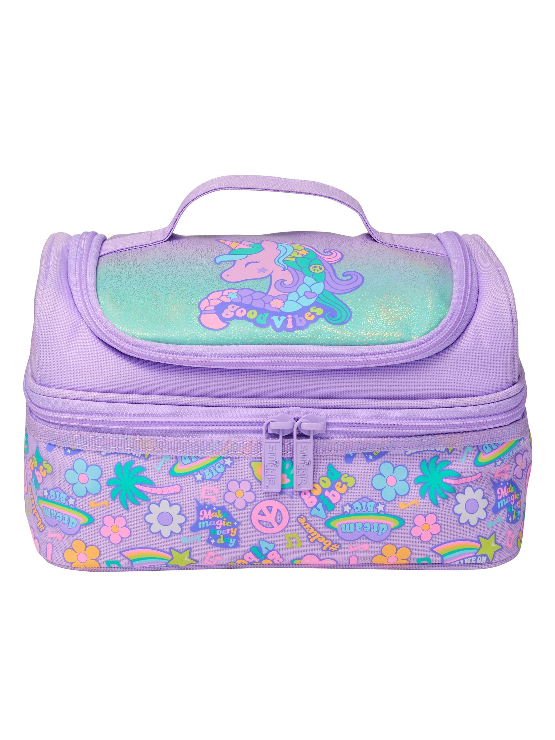 Smiggle All Stars Large Double Decker Lunchbox Black/Blue