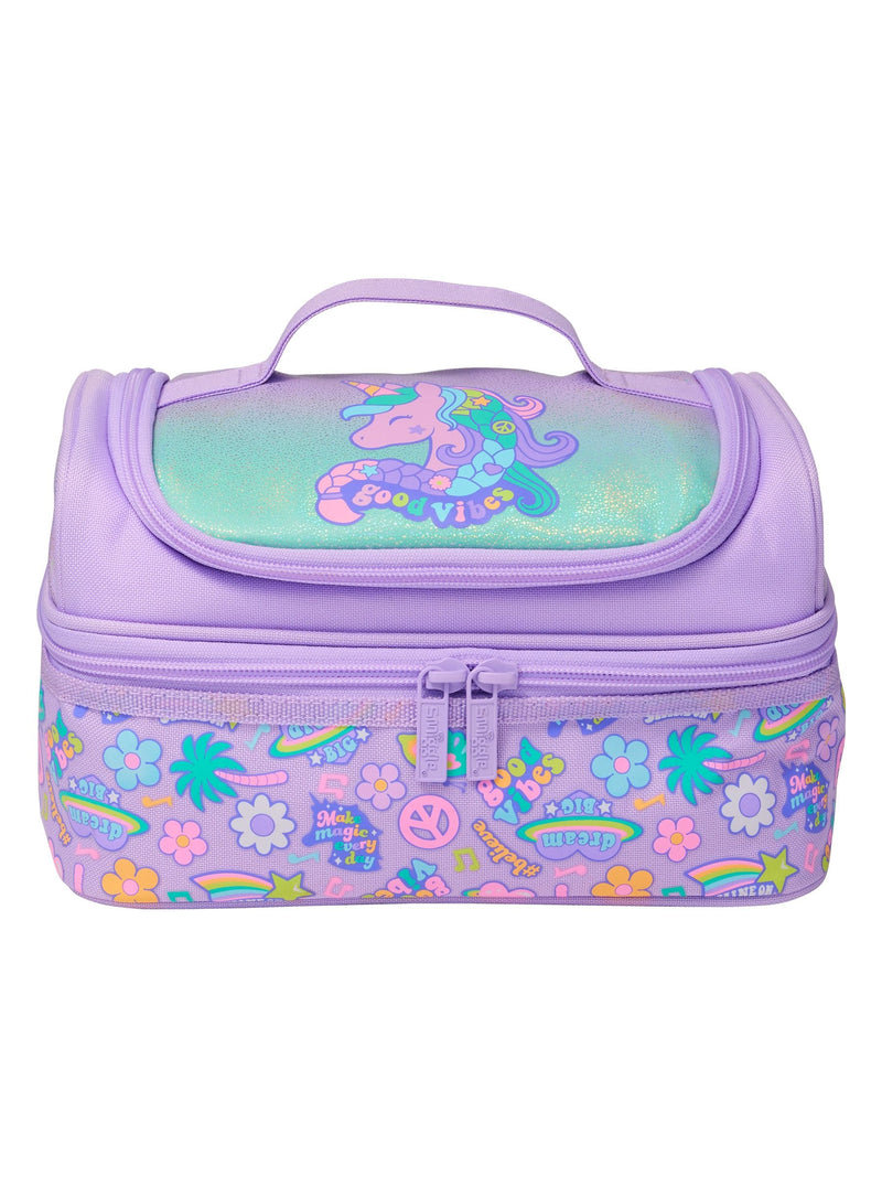 Smiggle All Stars Large Double Decker Lunchbox Black/Blue
