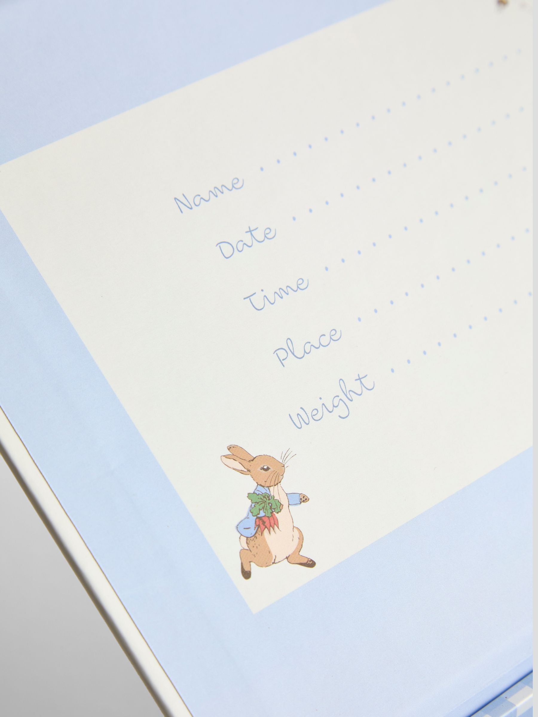 JoJo Maman Bébé Peter Rabbit keepsake memory box blue gingham, UK version