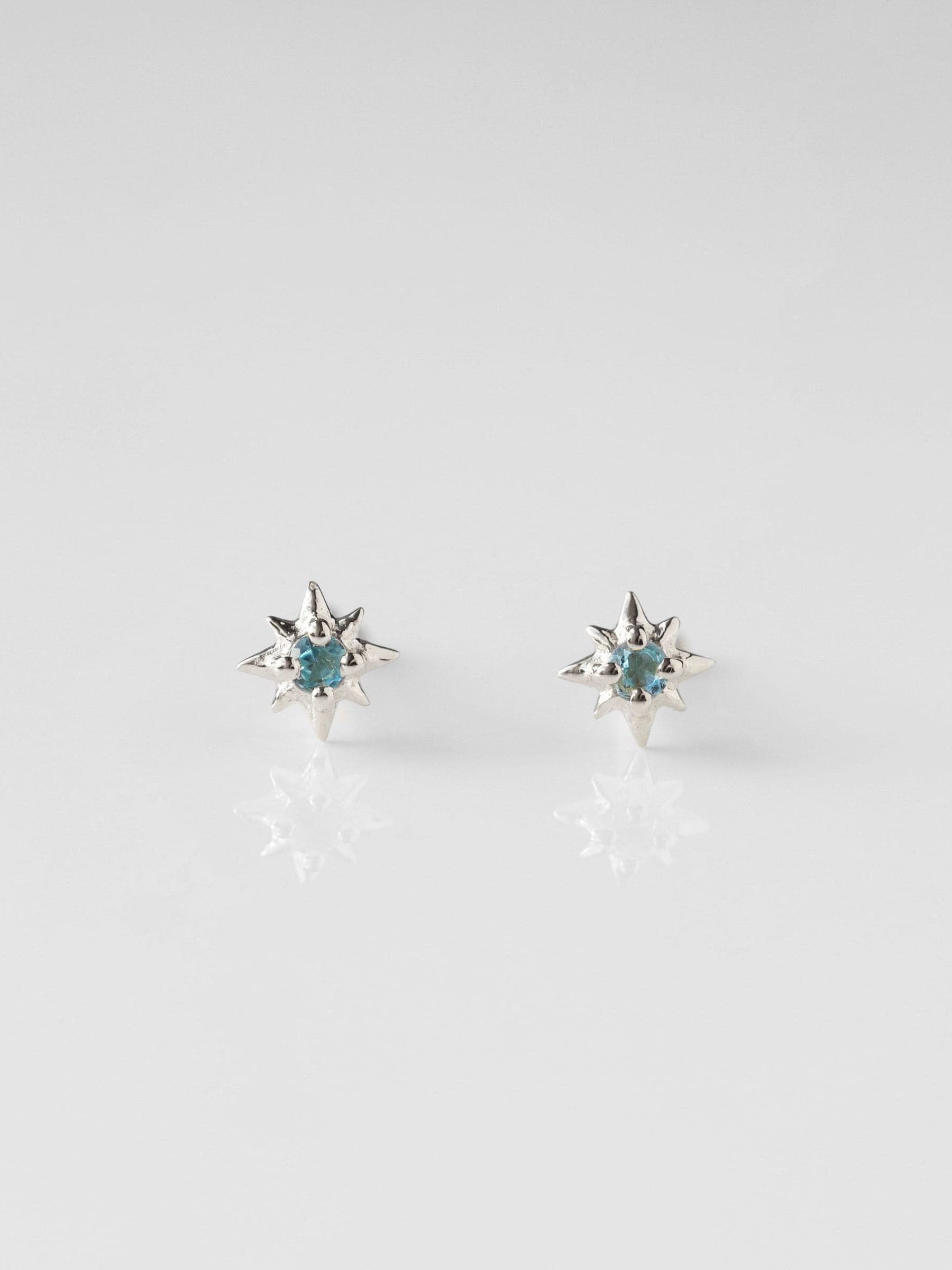 Carrie Elizabeth blue topaz star stud earrings, UK version