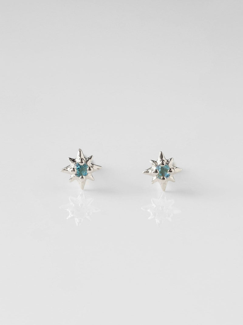 Carrie Elizabeth blue topaz star stud earrings, UK version
