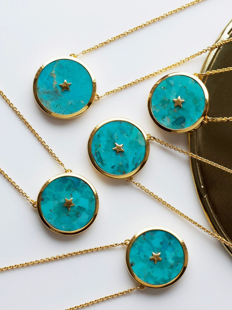 Carrie Elizabeth turquoise pendant necklace 14k gold vermeil (British brand)
