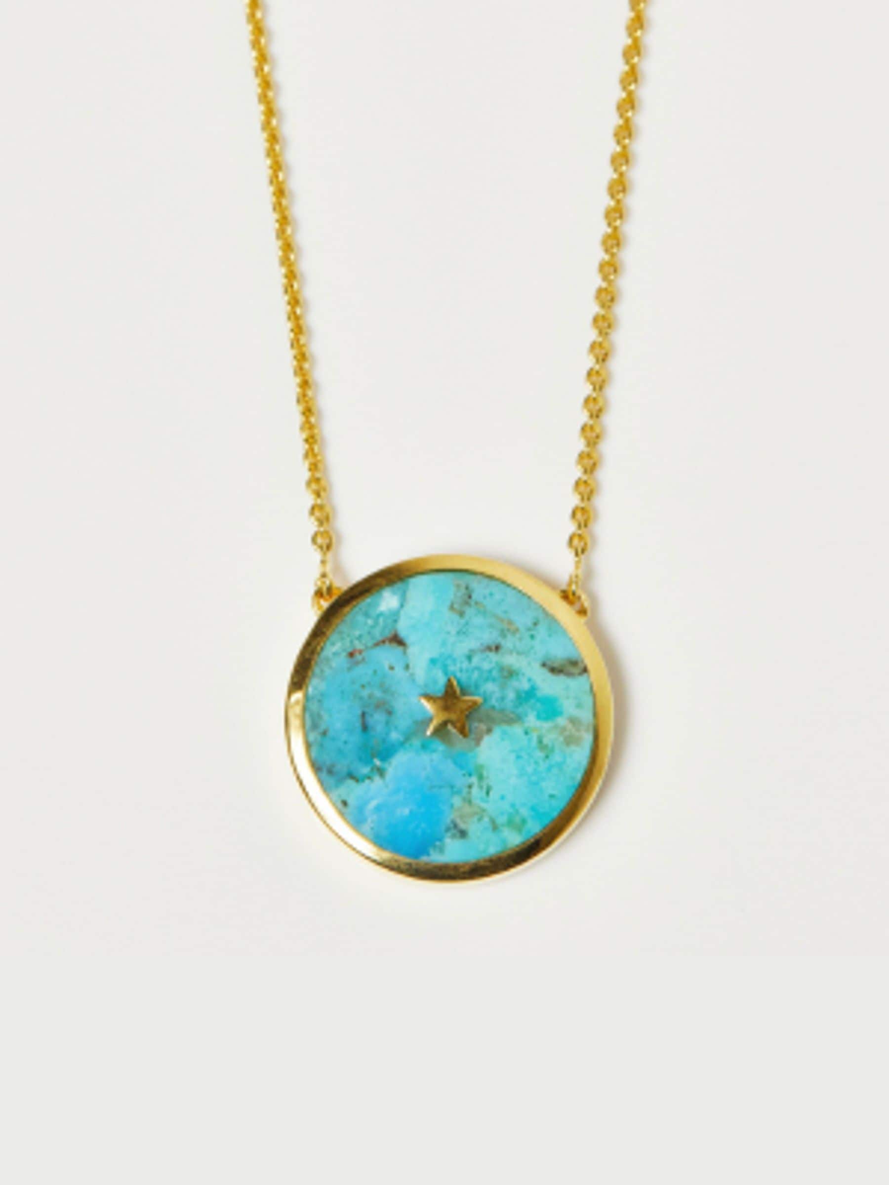 Carrie Elizabeth turquoise pendant necklace 14k gold vermeil (British brand)