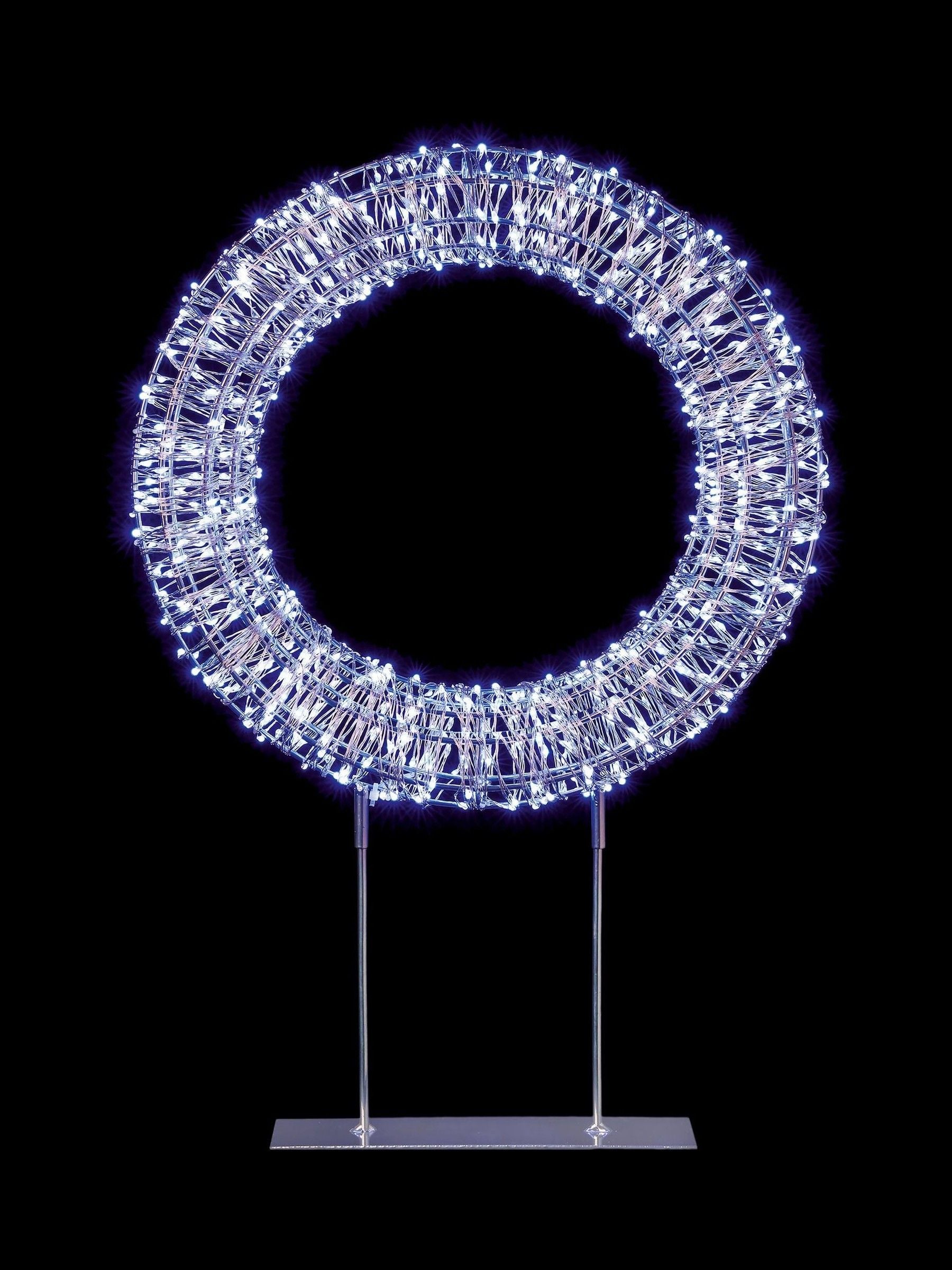 Premier Decorations table top wreath silver with white LEDs 45cm, imported from the UK