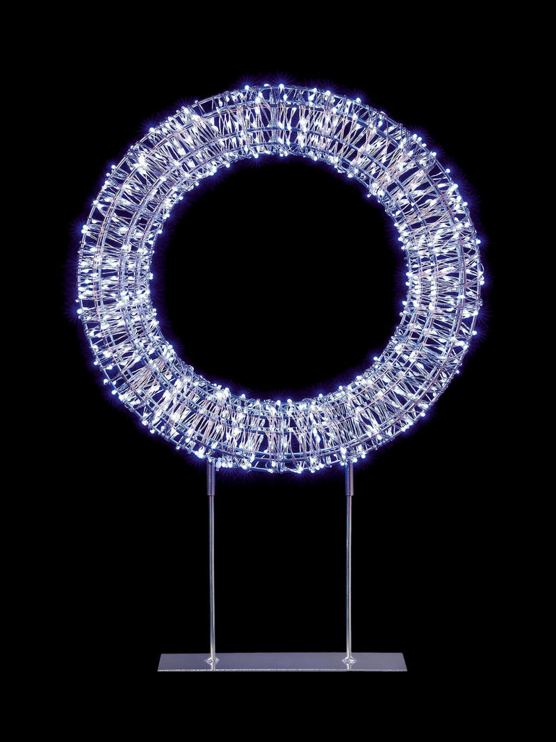 Premier Decorations table top wreath silver with white LEDs 45cm, imported from the UK