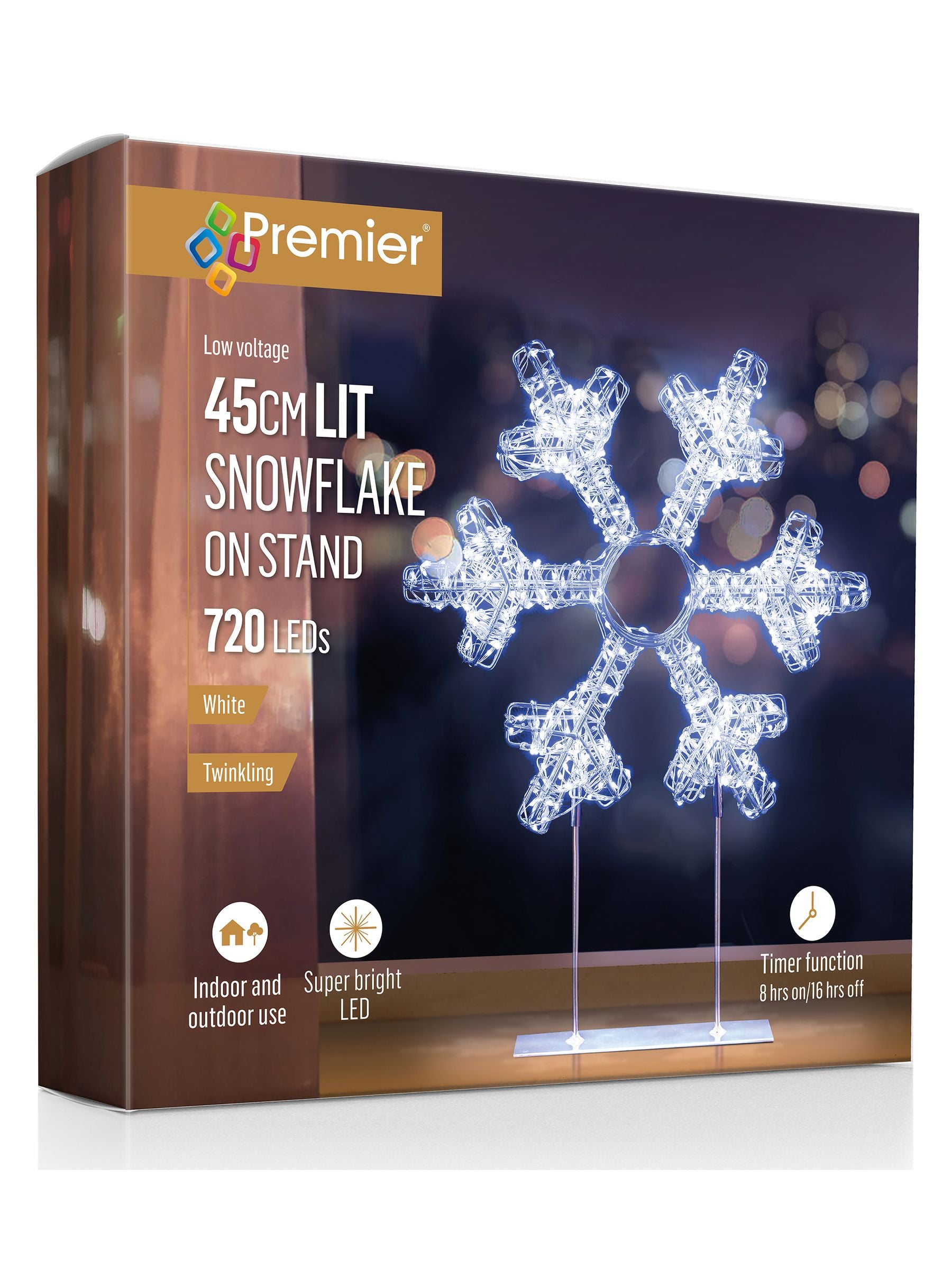Premier Decorations table top snowflake with 720 LED 45cm, imported from the UK