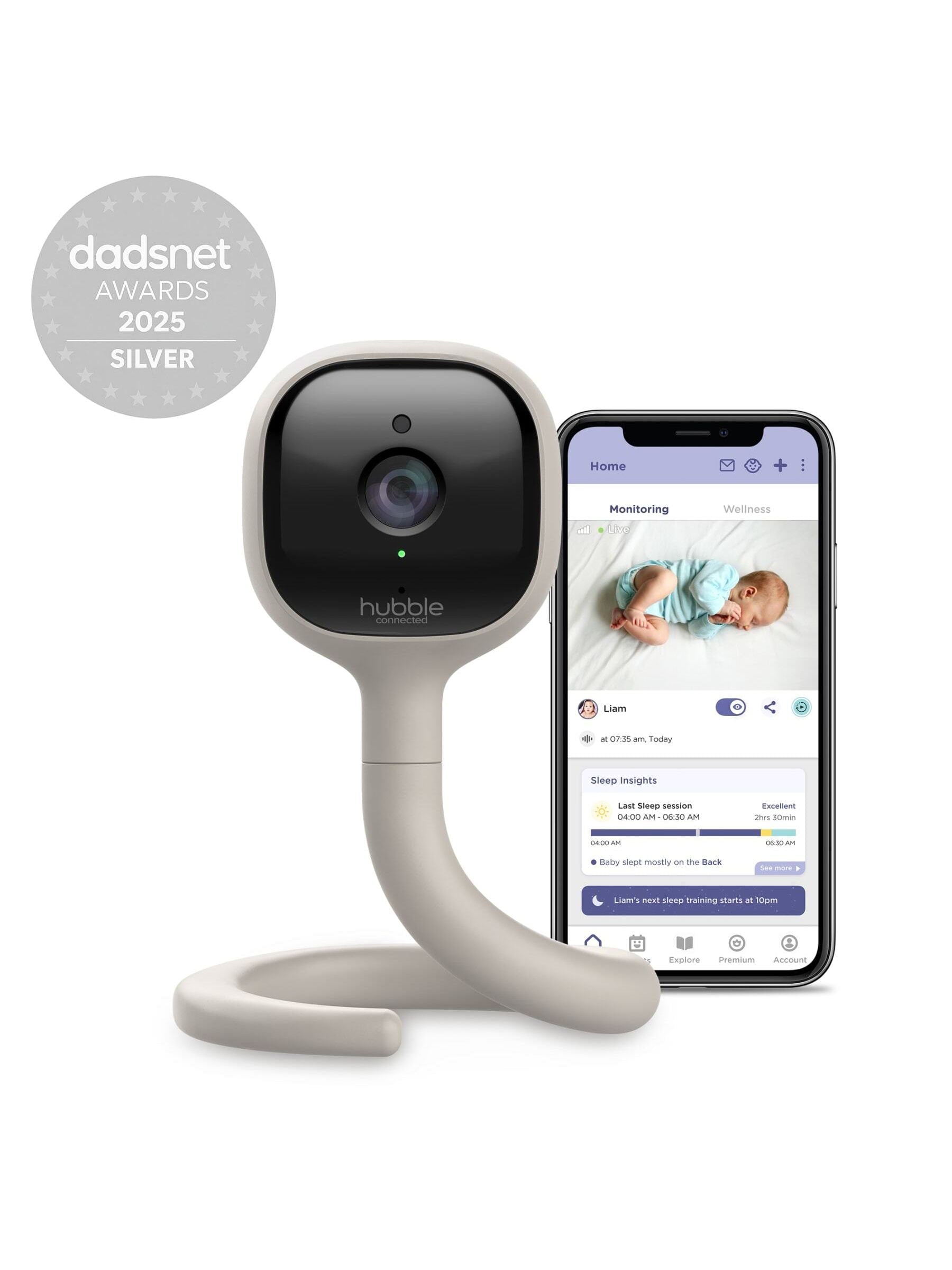 Hubble white Go Baby 2K QHD baby monitor, UK version