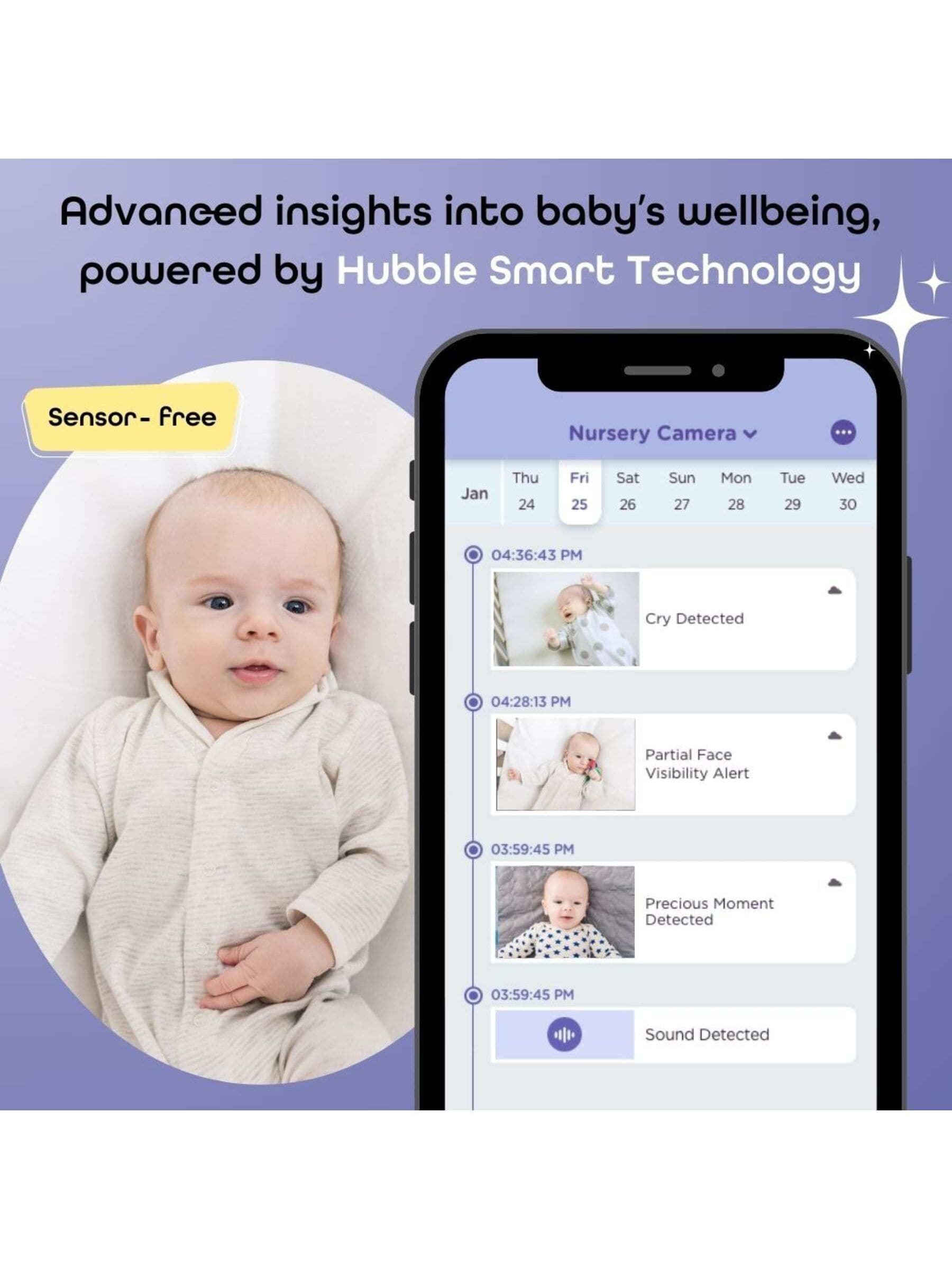Hubble white Go Baby 2K QHD baby monitor, UK version