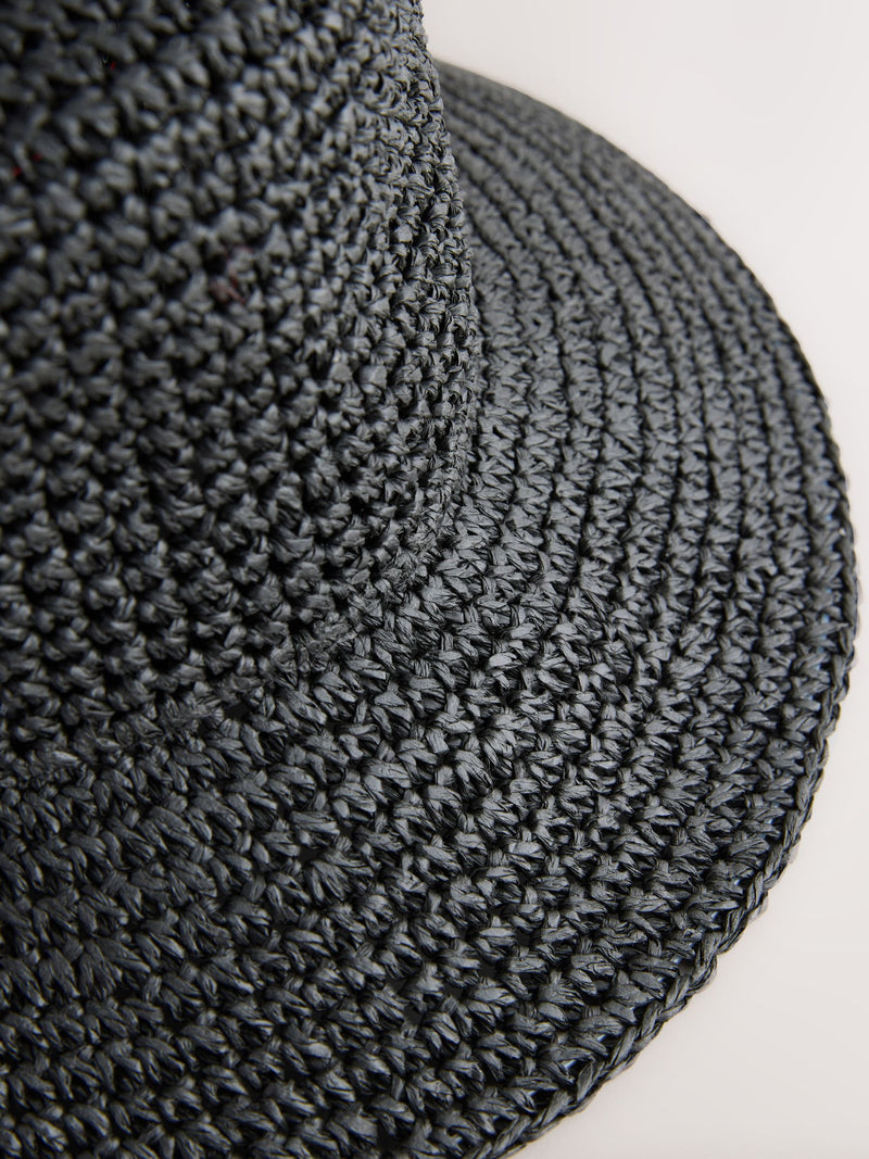 Black woven bucket hat, UK version