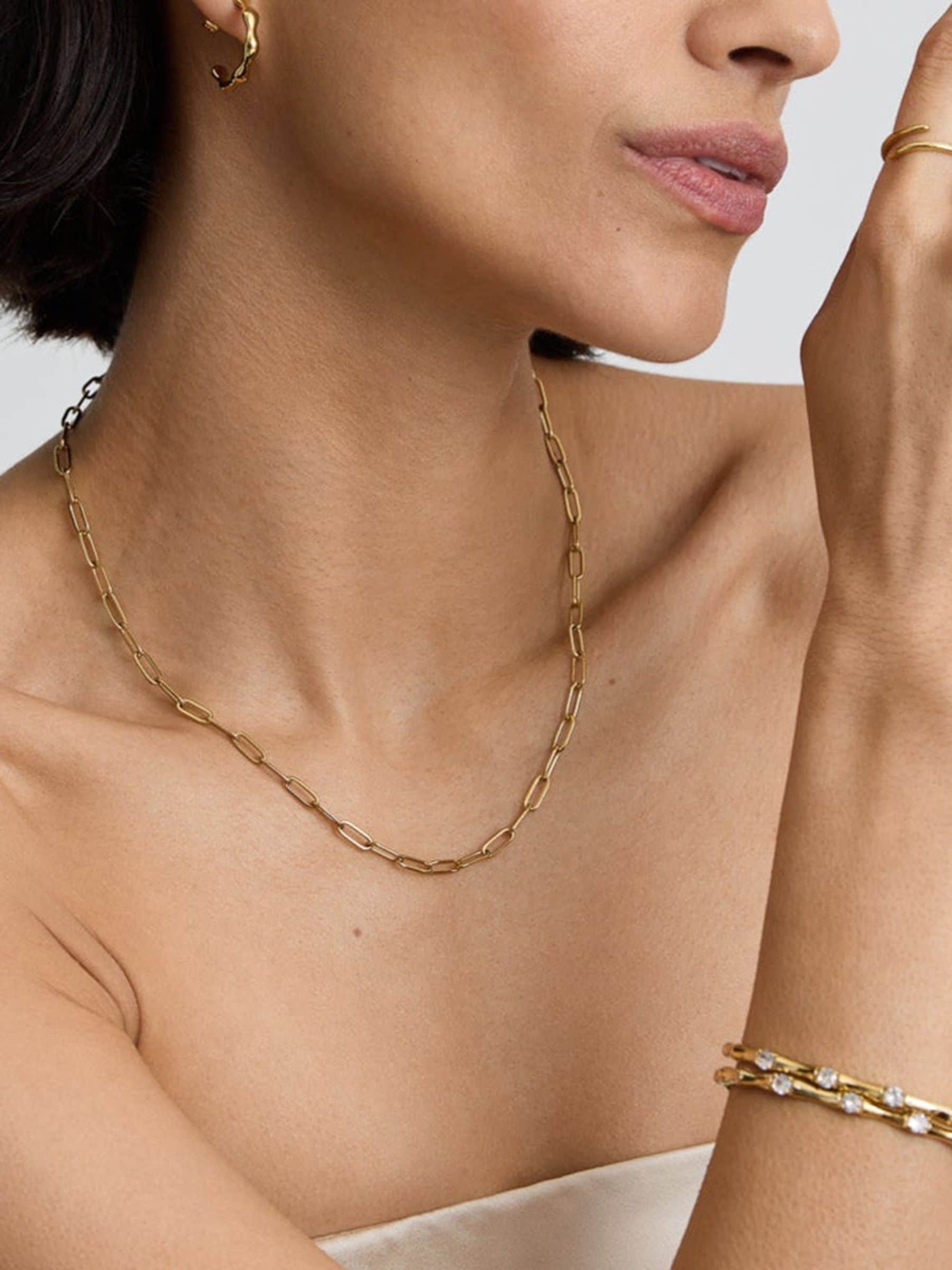 D.LOUISE gold tone paperclip necklace (British brand)