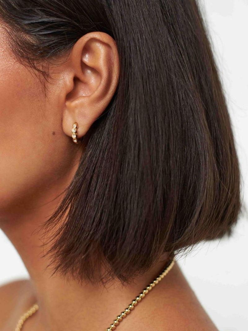 D.LOUISE gold tone waterproof bezel huggies earrings - British product